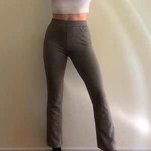 UO Casey Kick Flare Pants Beige Houndstooth